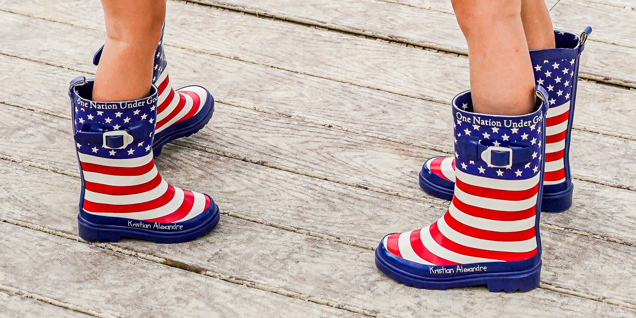 red white and blue usa rain boots