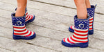 red white and blue usa rain boots