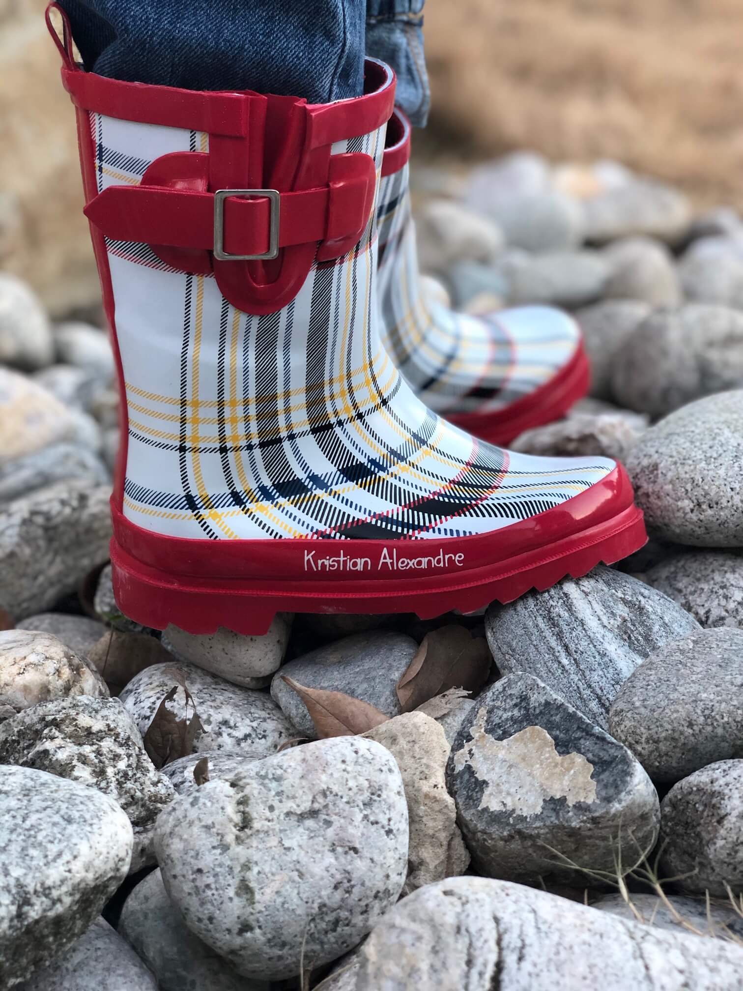 Free ship plaid rain boots